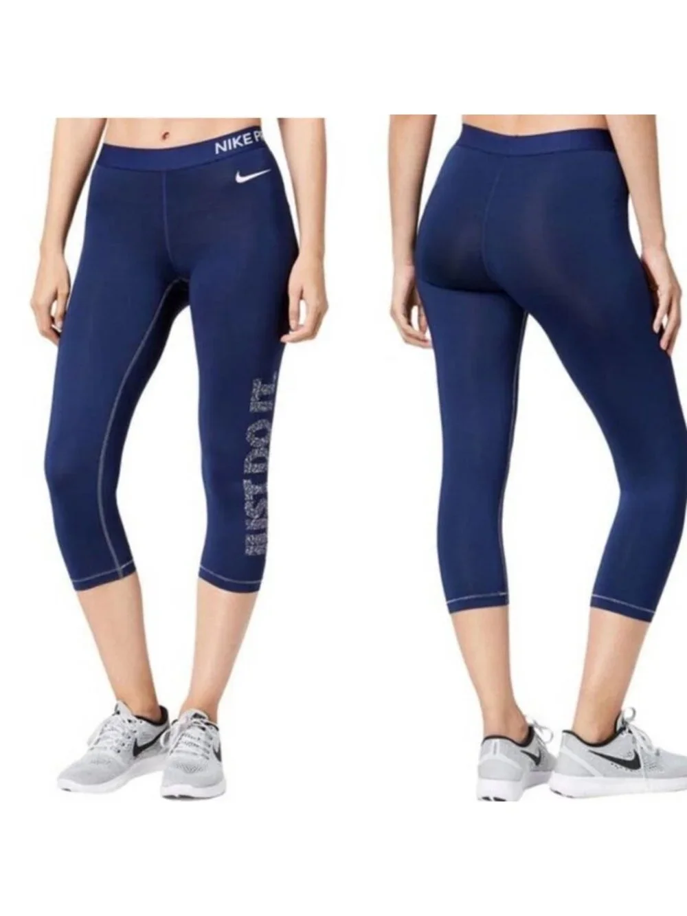Nike Pro Dri-FIT Capri Leggings Blue Graphic